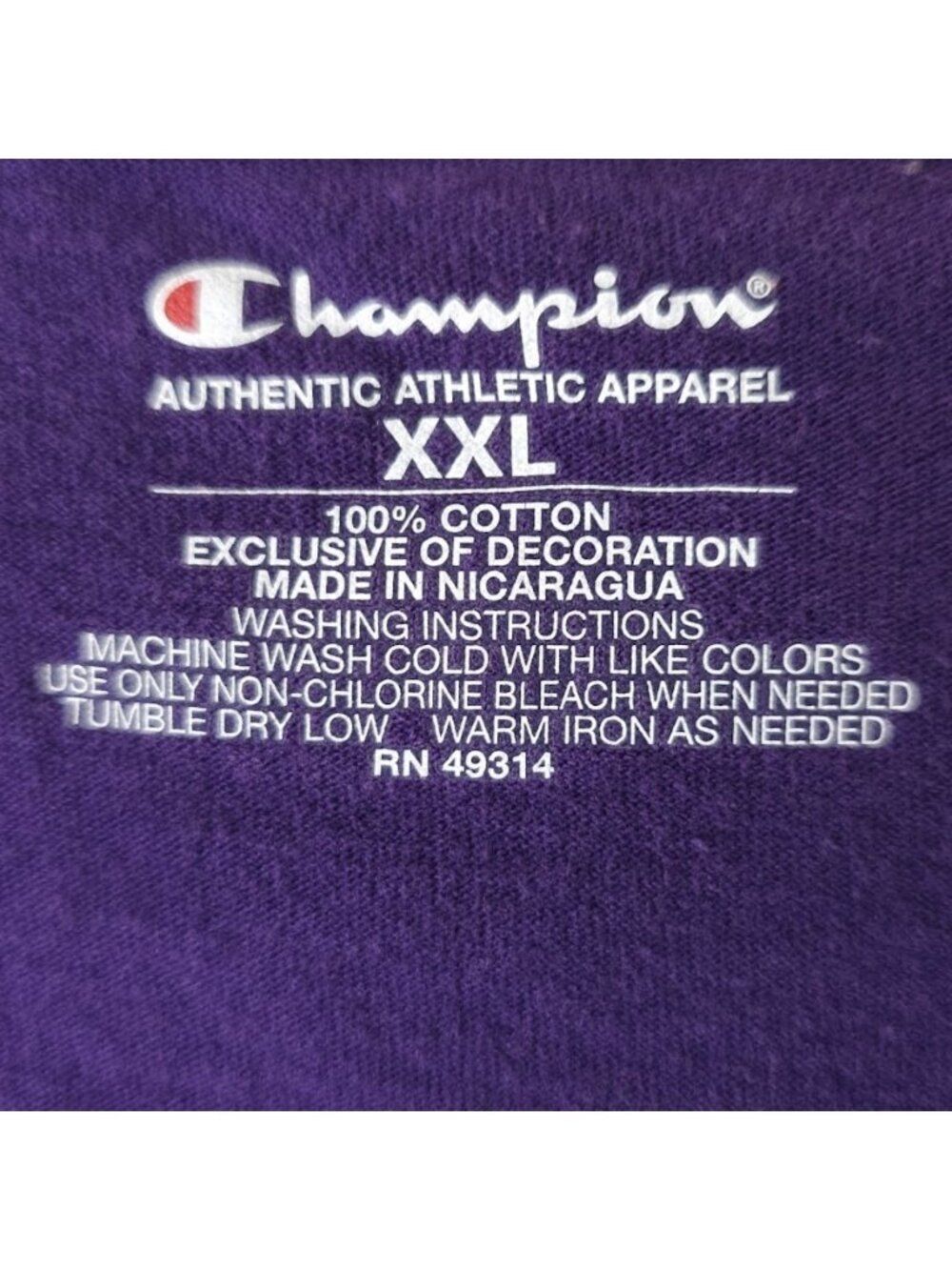 NYU Violets T Shirt Mens Size 2XL Purple New York University Champion Brand NCAA - Picture 6 of 7